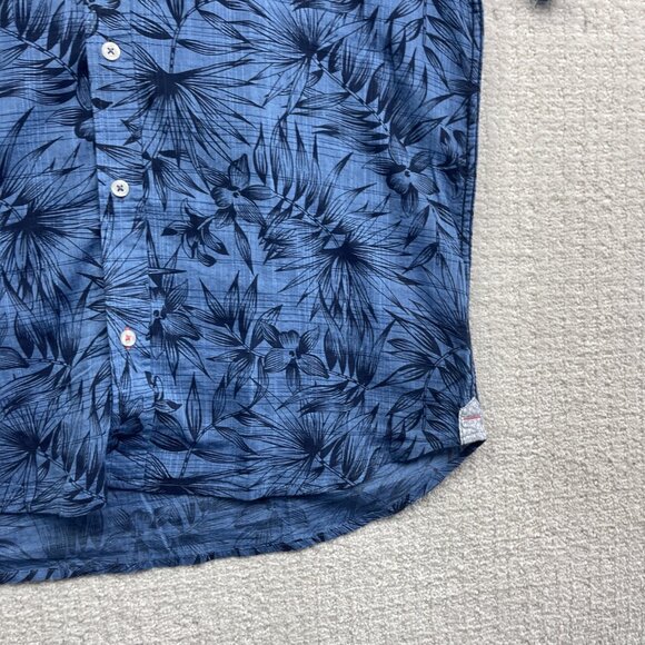 Projek Raw Shirt Mens L Floral Hawaiian  AOP Summer Party Light Breathable Blue - Picture 5 of 15